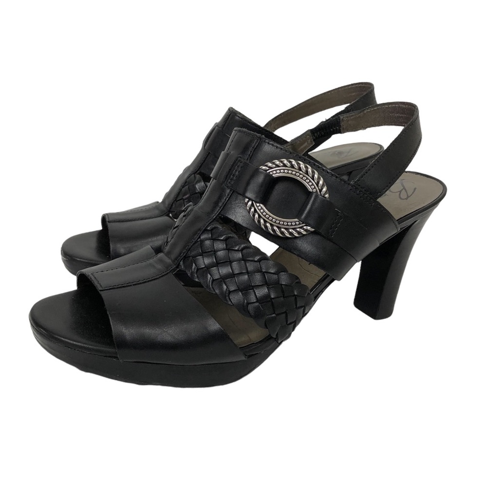 Brighton Venti Black Slingback Open Toe Heeled Sandals Size 8
